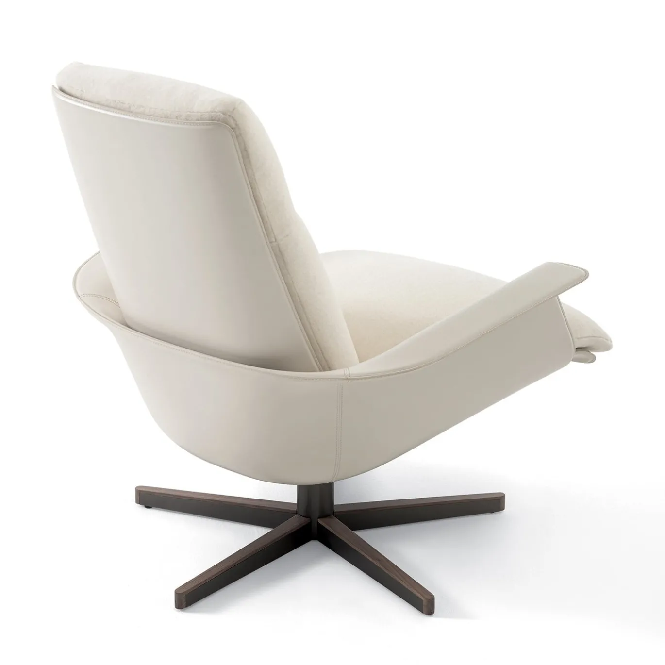Poltrona Bergère Girevole CLORI in Pelle Bianca
