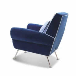 Poltrona Blu In Velluto Luxury