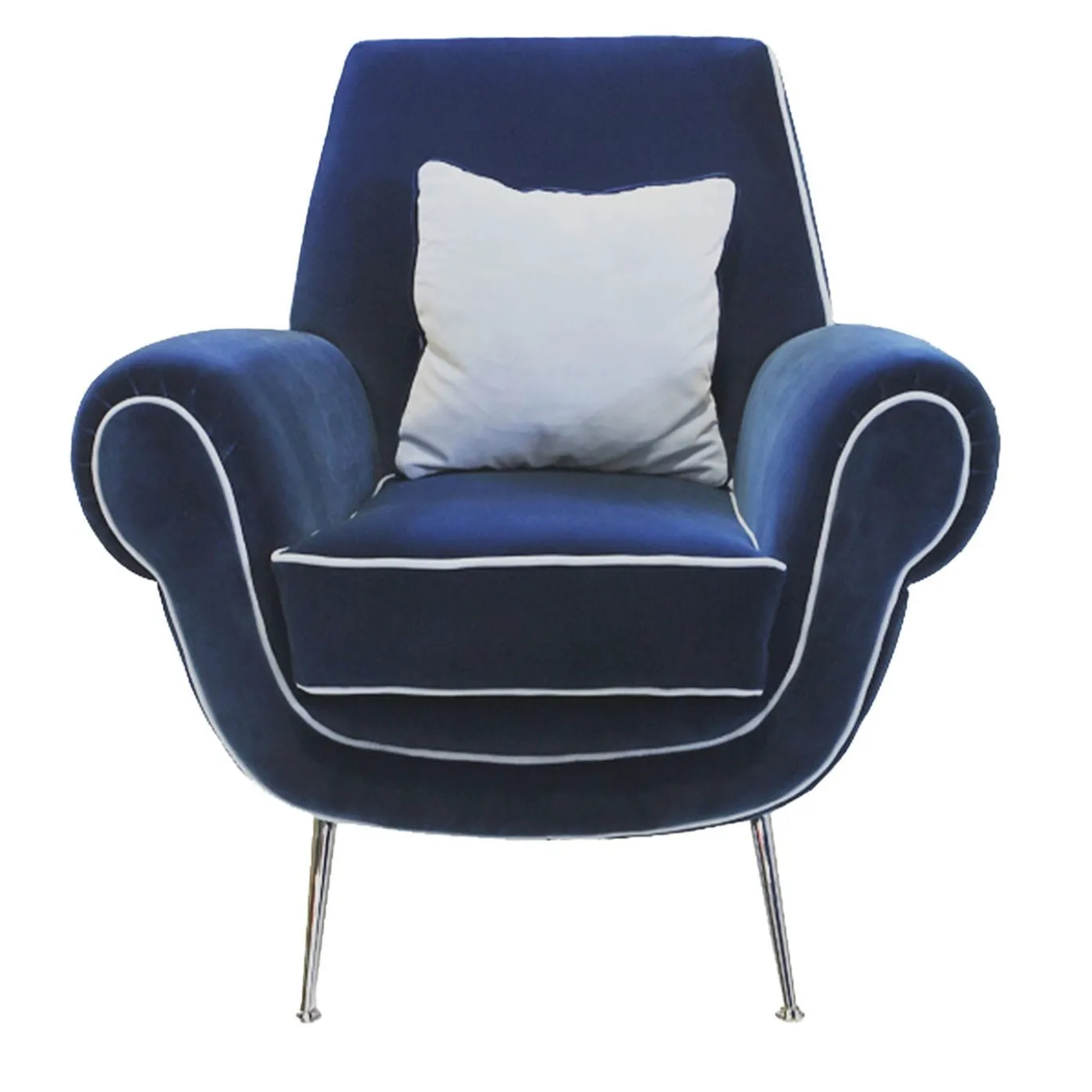 Poltrona Blu In Velluto Luxury