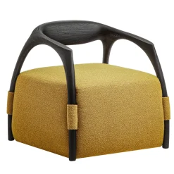 Poltrona Chassis in legno massiccio di frassino nero e rivestimento in tessuto giallo