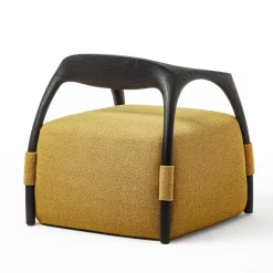 Poltrona Chassis in legno massiccio di frassino nero e rivestimento in tessuto giallo