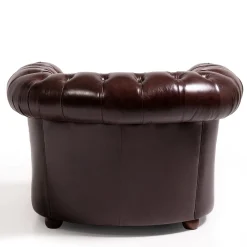 Poltrona Chesterfield pelle marrone mogano