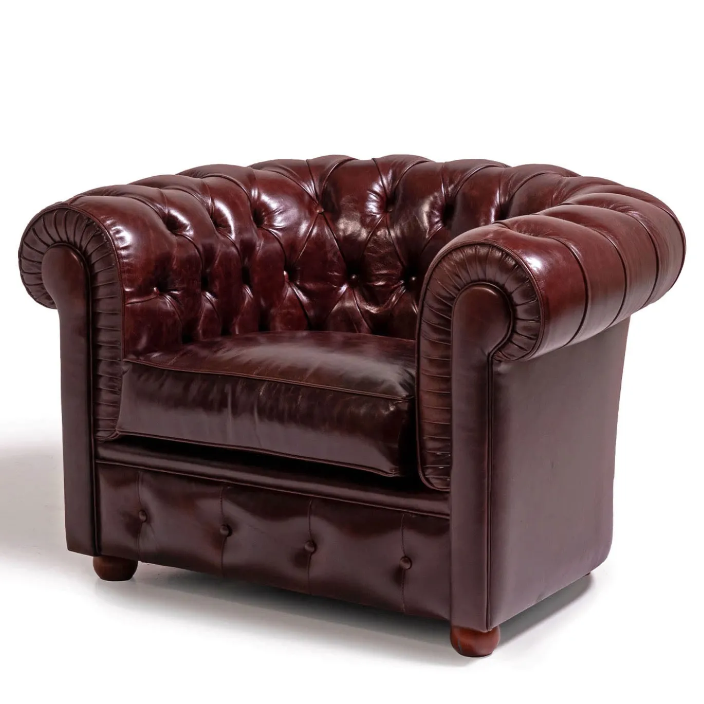 Poltrona Chesterfield pelle rosso rubino