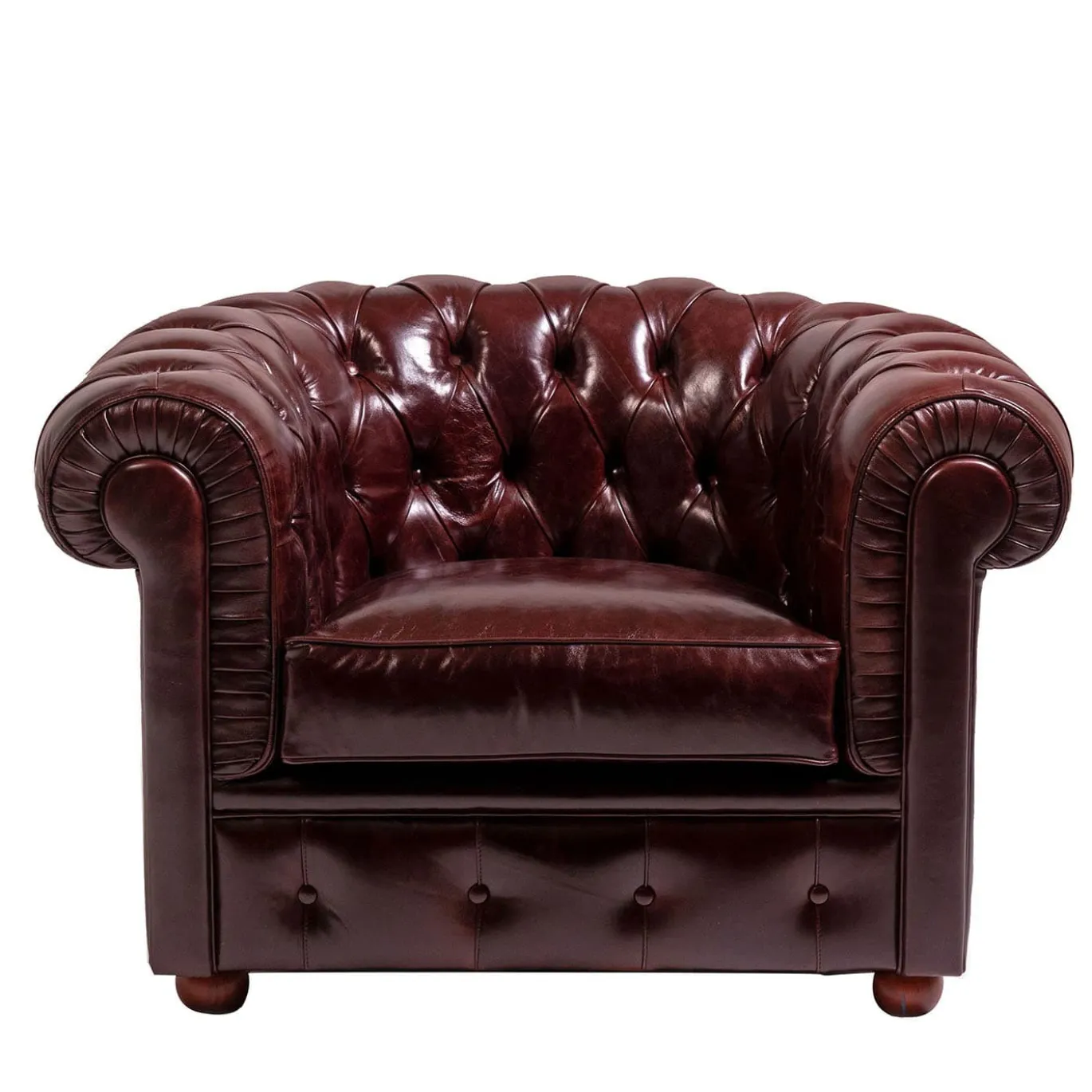 Poltrona Chesterfield pelle rosso rubino
