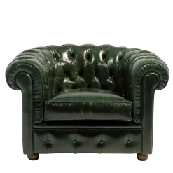 Poltrona Chesterfield pelle verde scuro