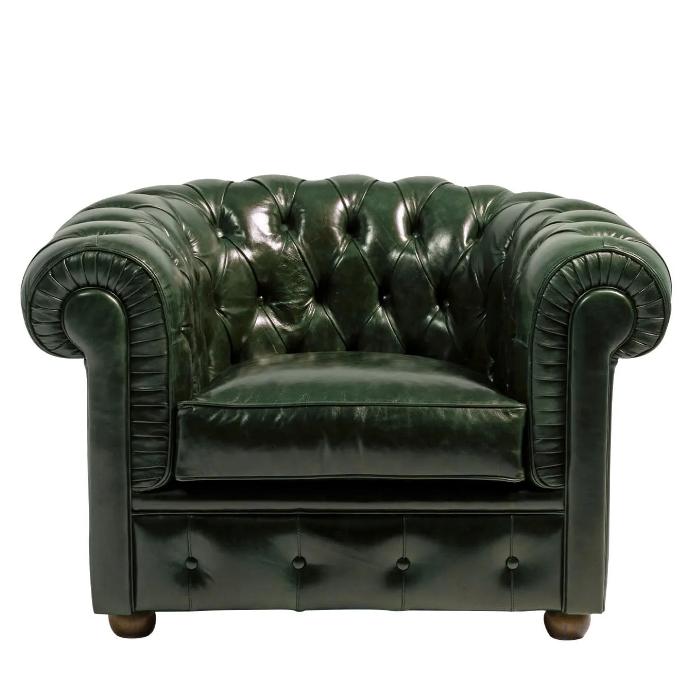 Poltrona Chesterfield pelle verde scuro