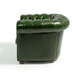 Poltrona Chesterfield pelle verde scuro