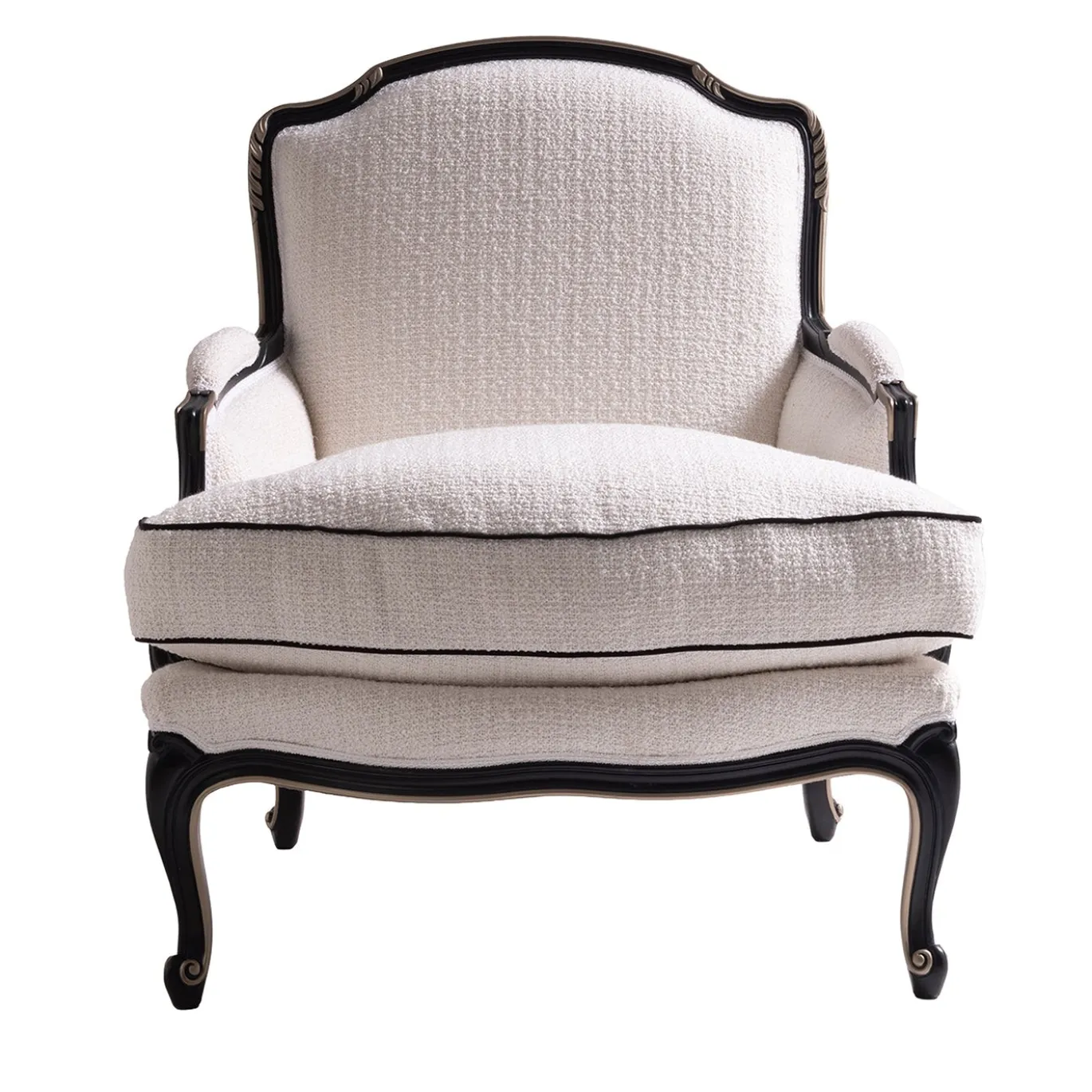 Poltrona Cipro in tessuto bouclé bianco