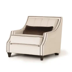 Poltrona classica Istana velluto bianco panna