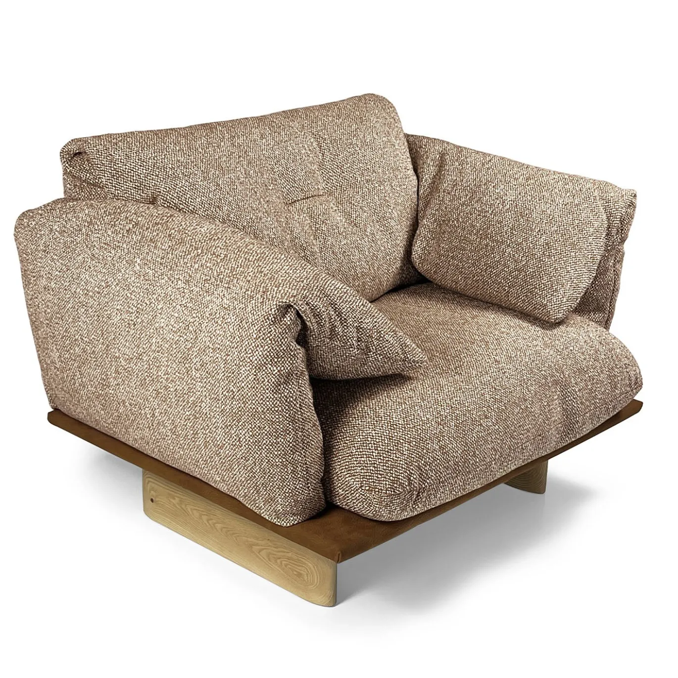 Poltrona Connor marrone con base in rovere