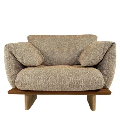 Poltrona Connor marrone con base in rovere