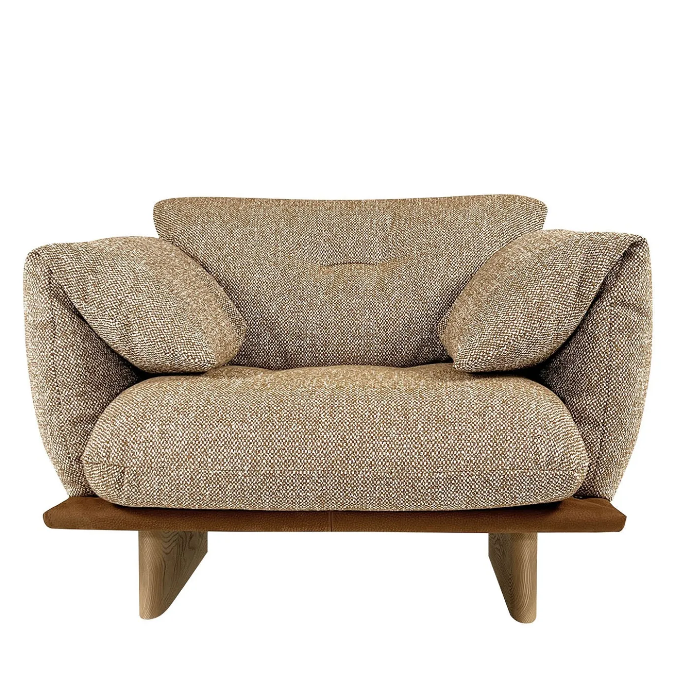 Poltrona Connor marrone con base in rovere