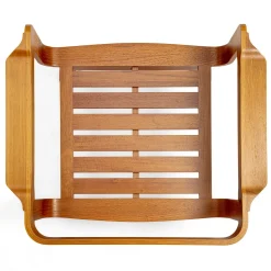 Poltrona da esterno curva in teak e tessuto blu