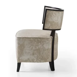 Poltrona da lounge in tessuto beige e legno di faggio