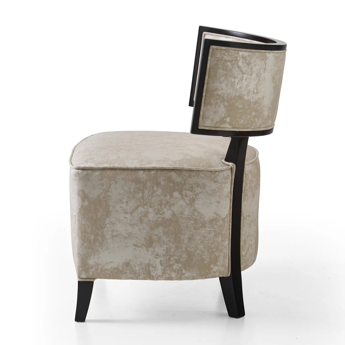 Poltrona da lounge in tessuto beige e legno di faggio