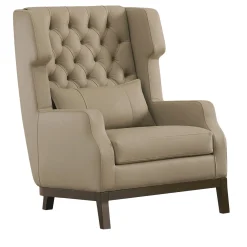 Poltrona Dandy in pelle beige