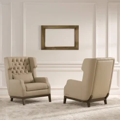 Poltrona Dandy in pelle beige