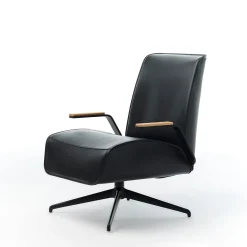 Poltrona da ufficio girevole Endo in pelle nera