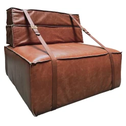 Poltrona Docker in pelle marrone cognac