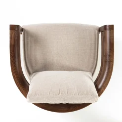 Poltrona Dolfin in tessuto beige e frassino