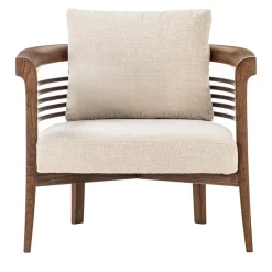 Poltrona Dolfin in tessuto beige e frassino