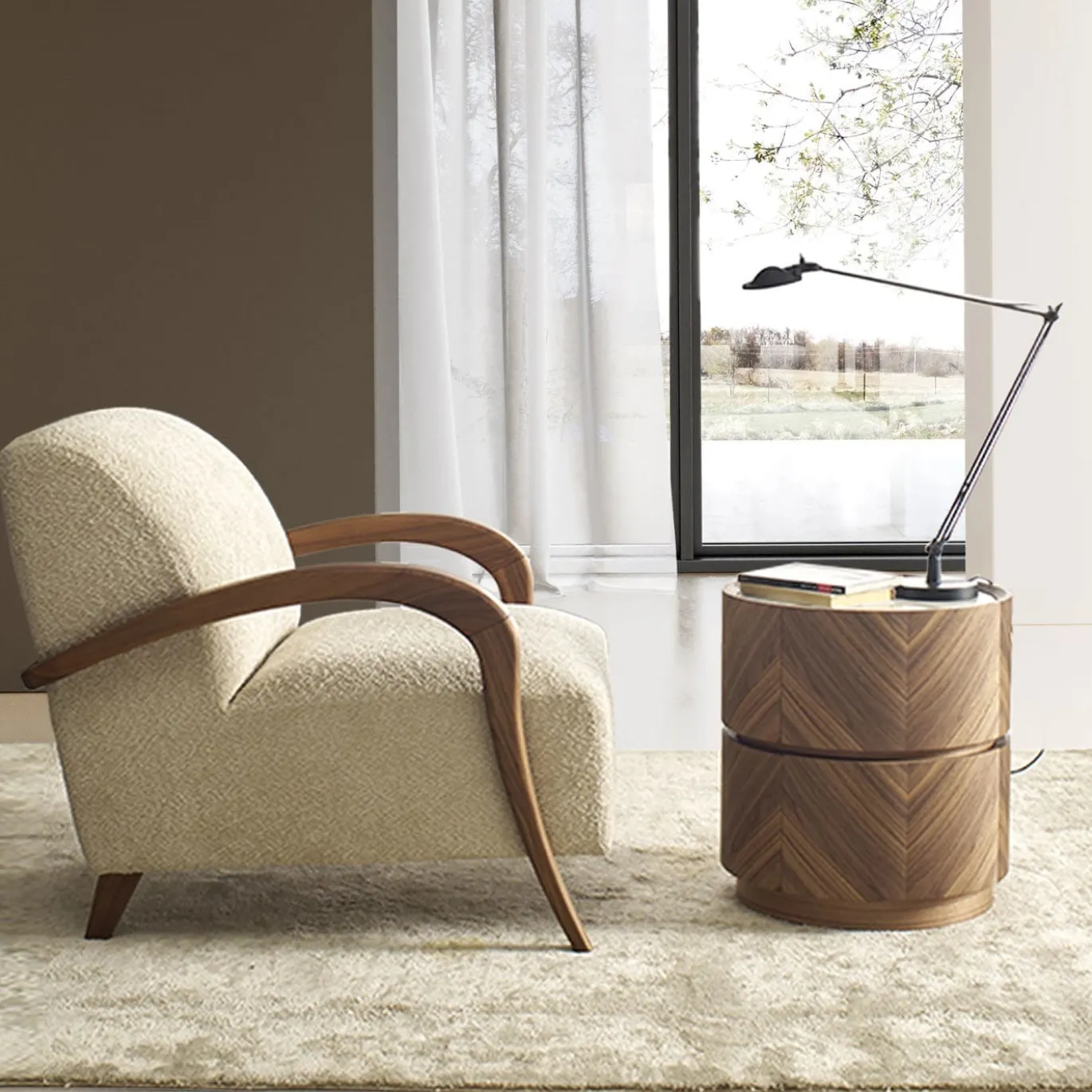 Poltrona Domino in noce beige