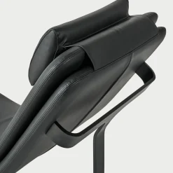 Poltrona e chaise-longue trasformabili in pelle nera Flipt
