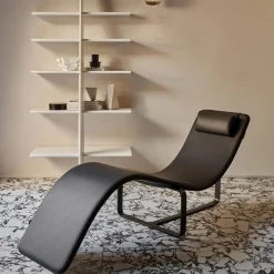 Poltrona e chaise-longue trasformabili in pelle nera Flipt