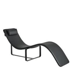 Poltrona e chaise-longue trasformabili in pelle nera Flipt