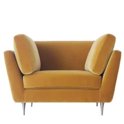 Poltrona Eva in velluto earthy gold di Davide Barzaghi