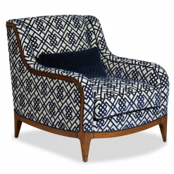 Poltrona Futura Bergère a motivi blu e bianchi