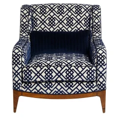 Poltrona Futura Bergère a motivi blu e bianchi