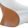 Poltrona girevole Derby bianca e pelle oro con pouf di Noé Duchaufour-Lawrance