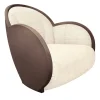 Poltrona girevole Egg Bronze in tessuto beige