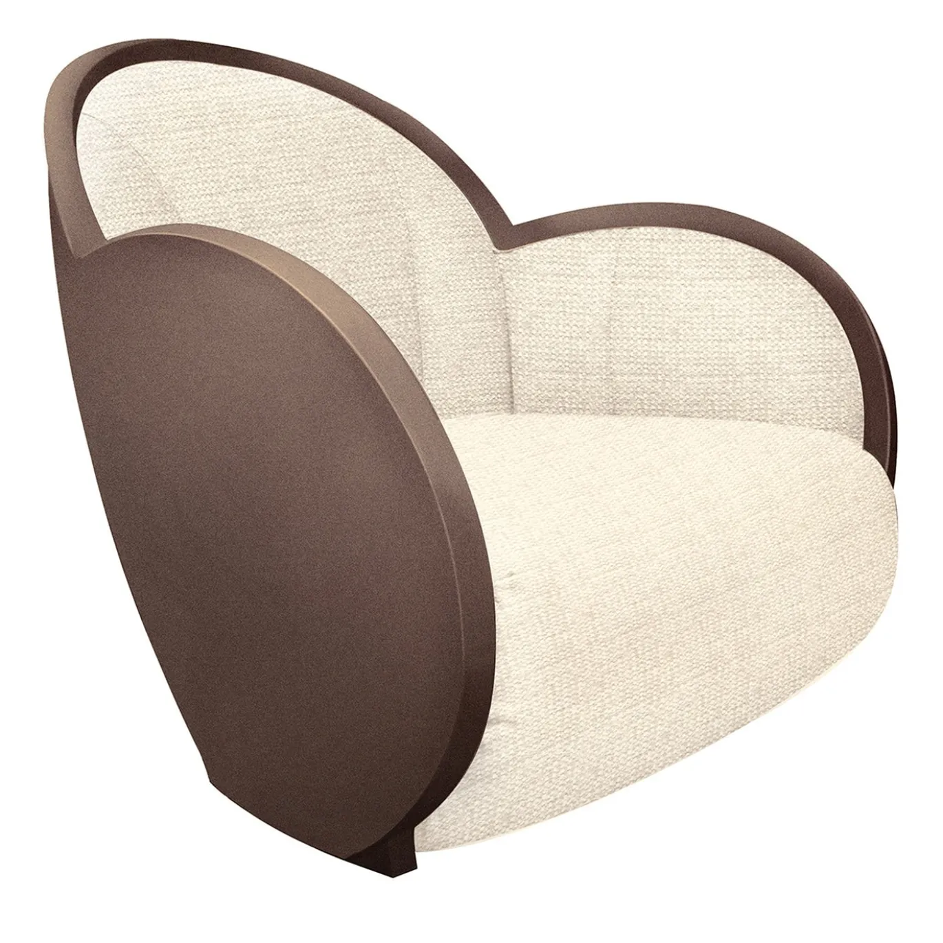 Poltrona girevole Egg Bronze in tessuto beige