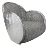 Poltrona girevole Egg Elegance in tessuto argento