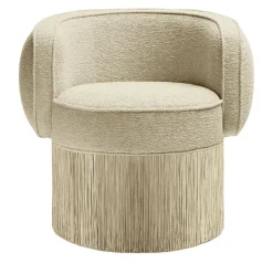 Poltrona girevole in tessuto Bouclé beige Pirouette