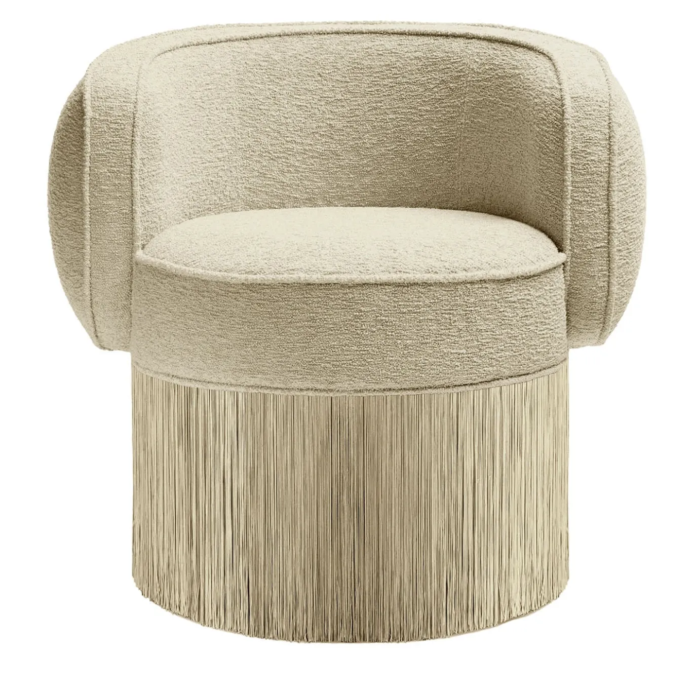 Poltrona girevole in tessuto Bouclé beige Pirouette