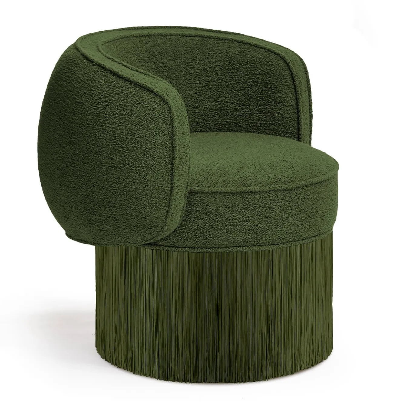 Poltrona girevole in tessuto Bouclé verde Pirouette #1