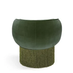 Poltrona girevole in tessuto velluto verde scuro Pirouette
