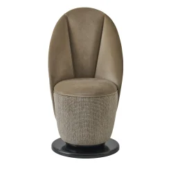 Poltrona girevole in velluto beige