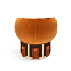 Poltrona girevole Pirouette Cleo in velluto cognac Art Déco