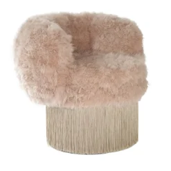 Poltrona Girevole Pirouette in Cashmere Rosa di Lorenza Bozzoli