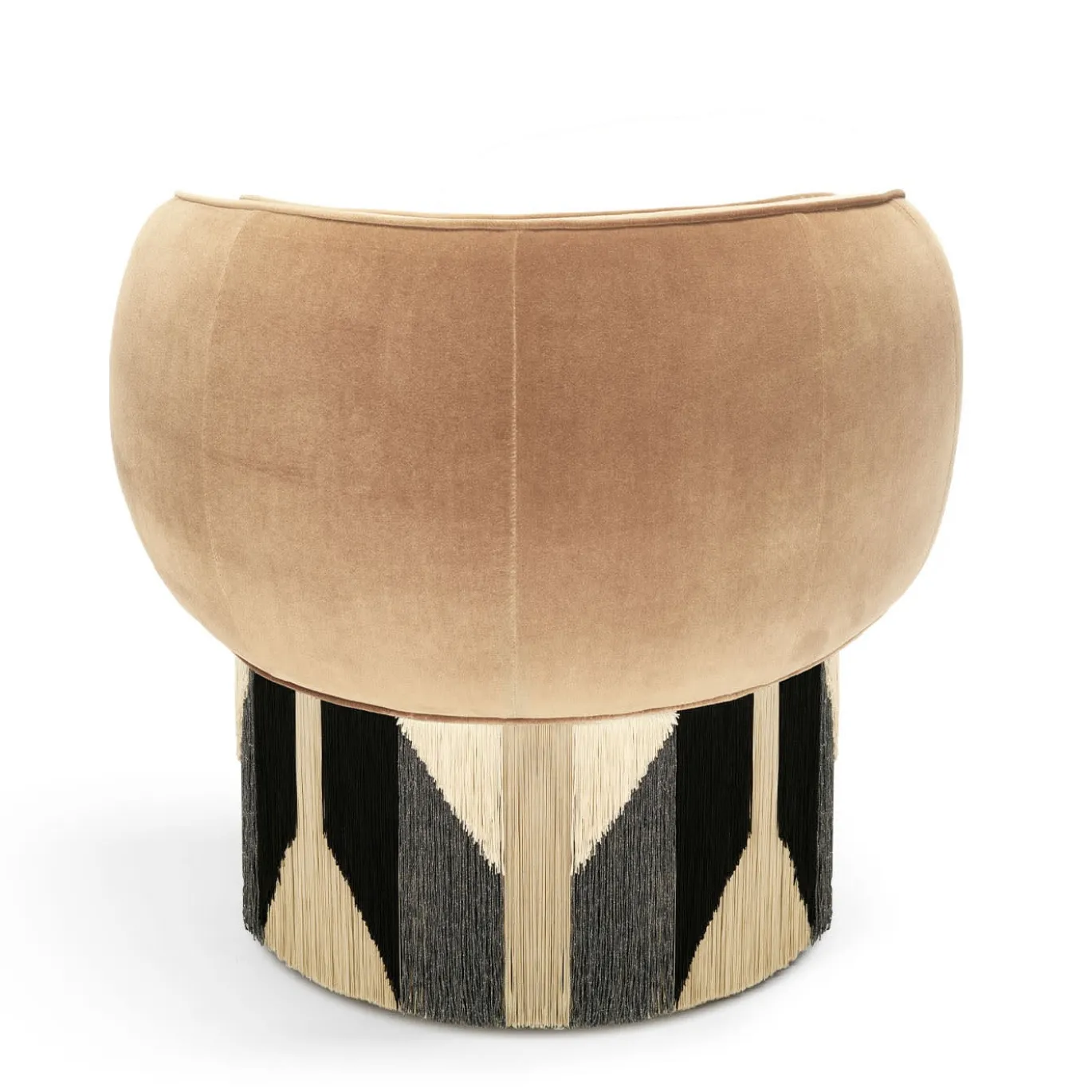 Poltrona girevole Pirouette in velluto beige Art Déco