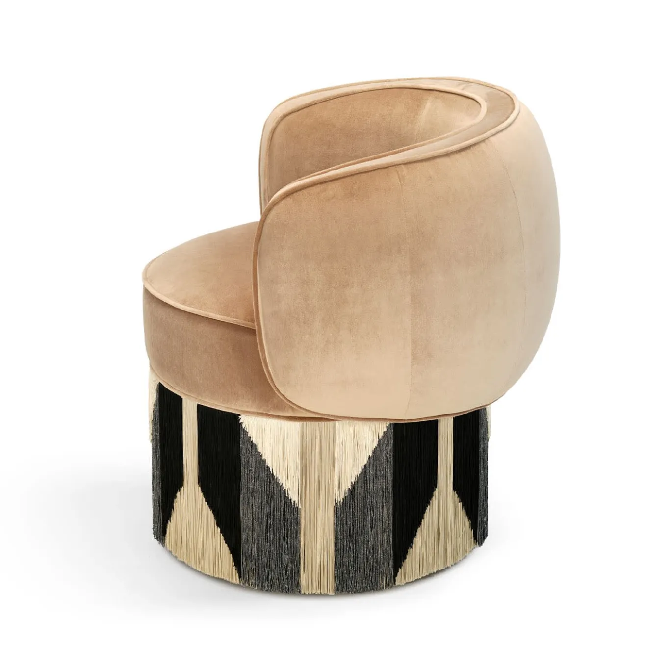Poltrona girevole Pirouette in velluto beige Art Déco