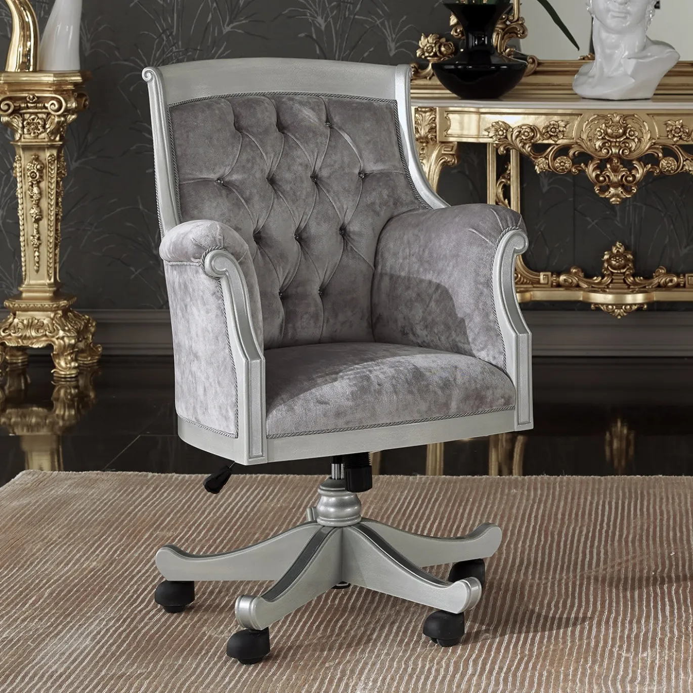 Poltrona girevole San Remo con cristalli Swarovski