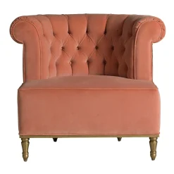Poltrona Gratia in velluto rosa salmone