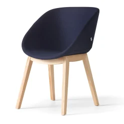 Poltrona Hibiscus con gambe in legno H blu