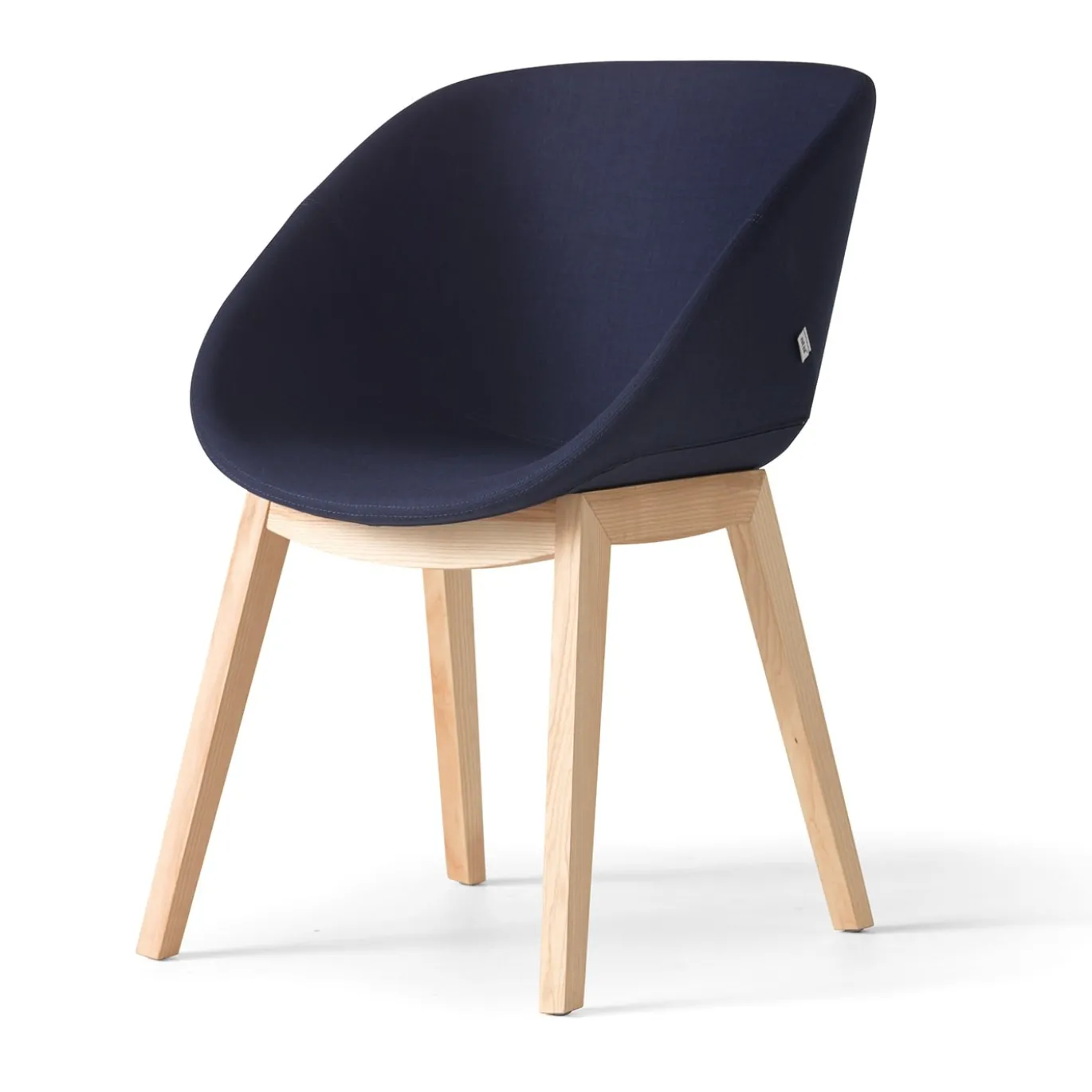 Poltrona Hibiscus con gambe in legno H blu