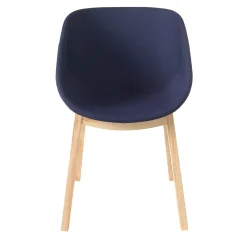 Poltrona Hibiscus con gambe in legno H blu